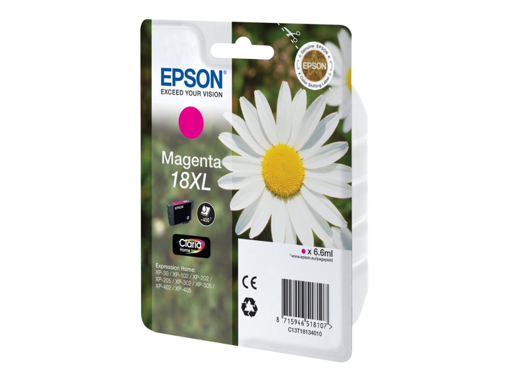 Epson 18Xl - Xl - Magenta - Original - Blækpatron - For Expression Home Xp-212, 215, 225, 312, 315, 322, 325, 412, 415, 422, 425