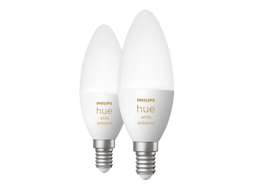 ned Hvad angår folk Undertrykkelse Philips Hue White ambiance - LED-glödlampa - form: B39 - E14 - 4 W ( motsvarande 25 W) - klass G - varmt till kallt vitt ljus - 2200-6500 K  (paket om 2)