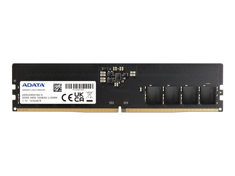 Produktfoto för ADATA - DDR5 - modul - 16 GB - DIMM 288-pin - 4800 MHz / PC5-38400 - CL40 - 1.1 V - ej buffrad - on-die ECC - svart