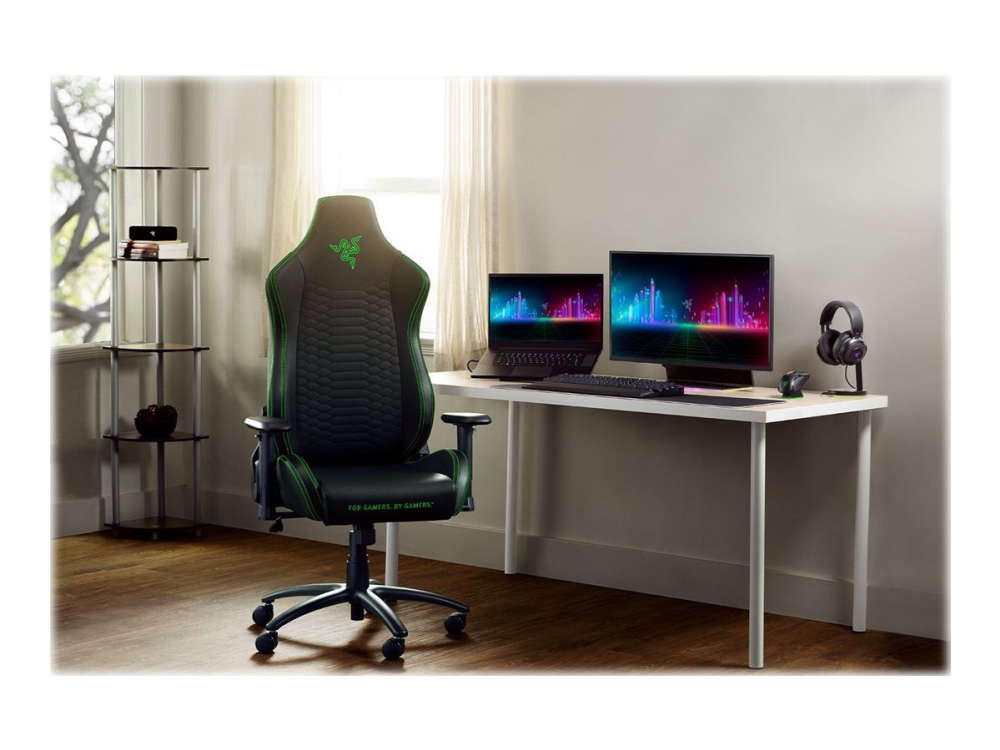 Razer Iskur X Xl - Stol - Ergonomisk - Armstøtter - T-Formet - Syntetisk Læder, Metal, Metalramme, Højdensistets Støbt Skum, Krydsfinerrammer - Sort,