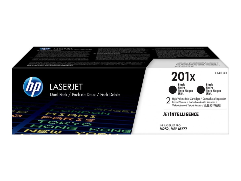 HP 201X - 2 pakker - Højtydende - sort - original - LaserJet - tonerpatron (CF400XD) - for Color LaserJet Pro M252dn, M252dw, M252n, MFP M277c6, MFP M277dw, MFP M277n