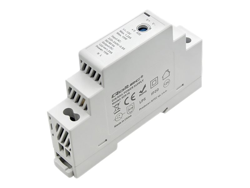 Qoltec 50916 Hutschienen-Netzteil 15W 12V 1,25A Grau