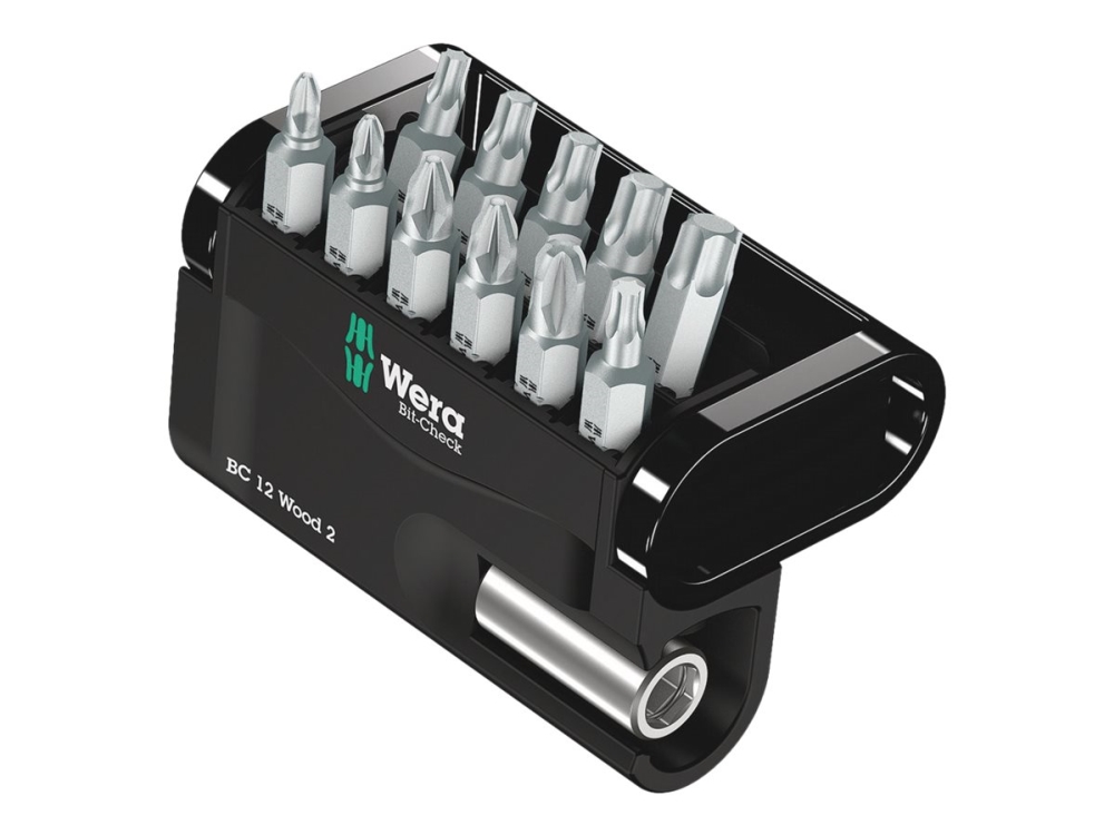 Wera Bit-Check 12 Wood 2 - Skruetrækkerbitsæt - 12 Stykker - I Holder