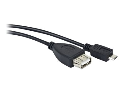 Lanberg Usb Cable Cable Usb Micro (M) -> Usb-A (F) 2.0 0.15M Otg Black Lanberg-Oem