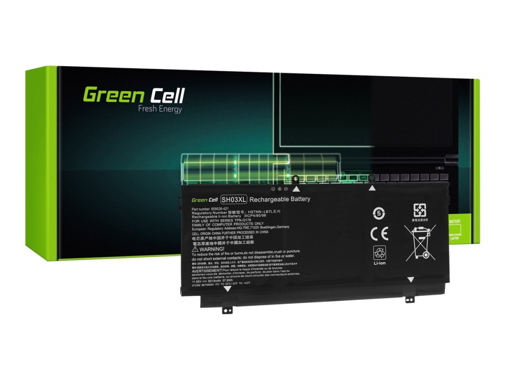Green Cell - Batteri Til Bærbar Computer (Svarende Til: Hp Sh03xl) - Litium-Polymer - 3-Cellet - 4200 Mah - Sort - For Hp Spectre X360 Laptop