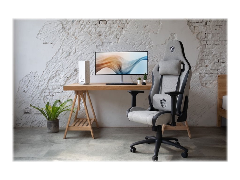 Msi Stol Ergonomisk Högsvart Armstöd T Formad Lutning Tyg Stål Högdensitetsskum Kolfiberlader Grå