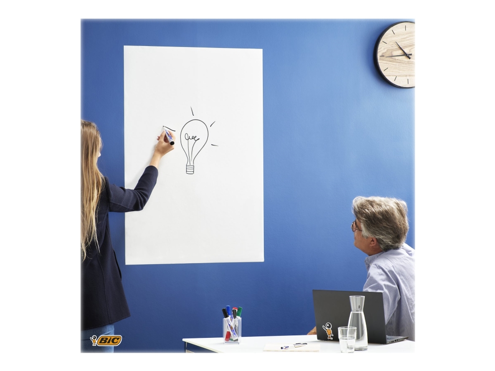 Whiteboardrulle, Bic, 100 X 200 Cm, Folie, Hvid