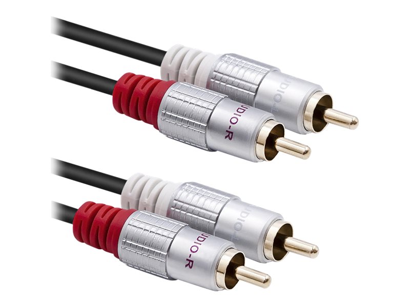 Qoltec 52336, 2 X Rca, Männlich, 2 X Rca, Männlich, 1 M, Schwarz