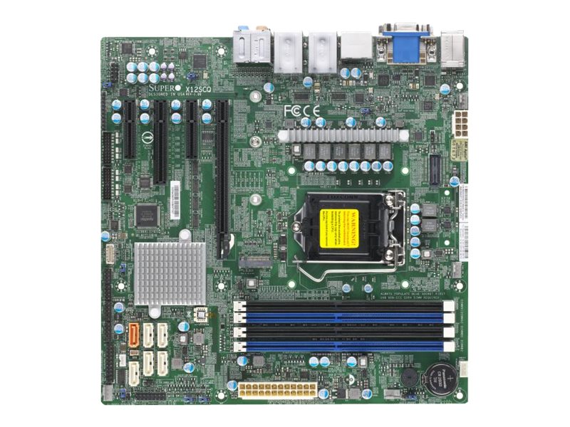 SUPERMICRO X12SCQ - Hovedkort - mikro ATX - LGA1200-sokkel - Q470E Chipset - USB-C Gen2, USB 3.1 Gen 2 - 2 x Gigabit LAN - innbygd grafikk (CPU kreves) - HD Audio