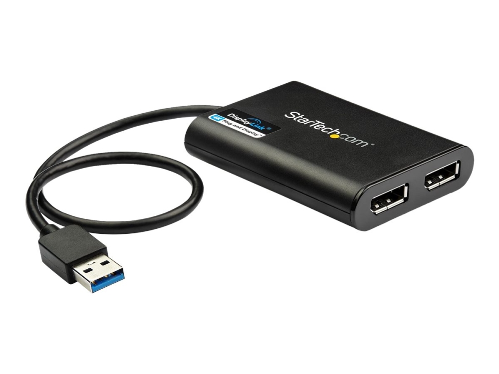 StarTech USB 3.0 till Dual DisplayPort-adapter - 4K 60 Hz - DisplayPort-adapter - USB typ A (hane) till DisplayPort (hona) - USB 3.0 - 30 cm - 4K60 Hz (4096 x 2160) stöd - svart | Datorkomponenter - Grafikkort & Tilbehör - USB-grafikkort | GameStuff