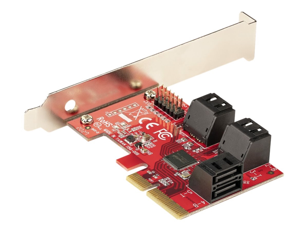 Startech Sata Pcie Card, 6 Port Pcie Sata Expansion Card, 6Gbps Sata Card, Low/Full Profile, Stacked Sata Connectors, Asm1166 Non-Raid Sata Controlle