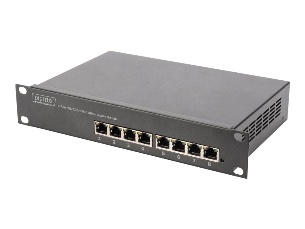 Digitus Network Set - Kabinet - Med Kraftstrip, Netværkskontakt, Patchpanel - Vægmonterbar - 9U - 10"