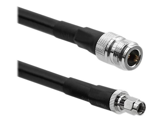 Qoltec - Antennekabel - N-stikforbindelse (hun) til RP-SMA (han) - 5 m - koaksial - LMR-400 - indendørs/udendørs - sort