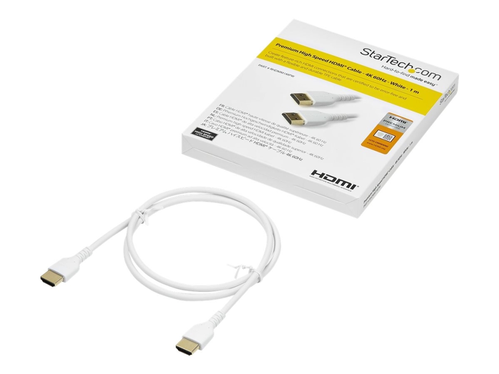 Startech - Premium High Speed - Hdmi-Kabel Med Ethernet - Hdmi Han Til Hdmi Han - 1 M - Hvid - For P/N: Tb3dkm2hdl