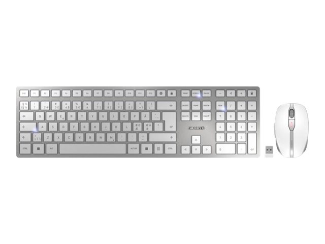 Cherry Dw 9100 Slim - Tastatur- Und Maus-Set - Kabellos - 2,4 Ghz, Bluetooth 4.2 - Pan Nordic - Weiß/Silber