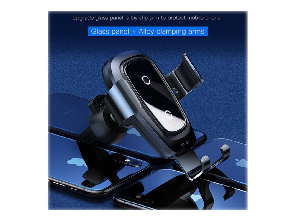 Baseus Metal Wireless Charger Gravity Car Mount for Smartphones - Black