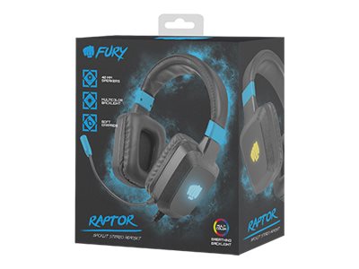 Fury Nfu-1584, Kabelgebunden, Gaming, 15 - 25000 Hz, 210 G, Kopfhörer, Schwarz, Blau