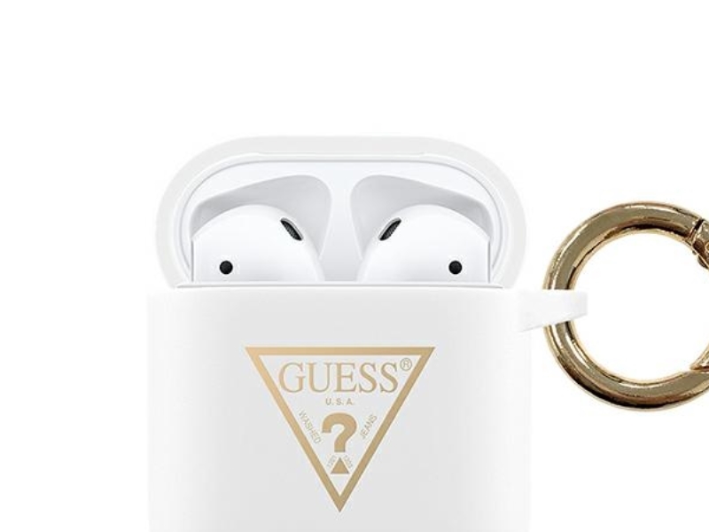 Guess Guess AirPods 1/2 Silicone Triangle Logo Cover - case for AirPods 1/2 white