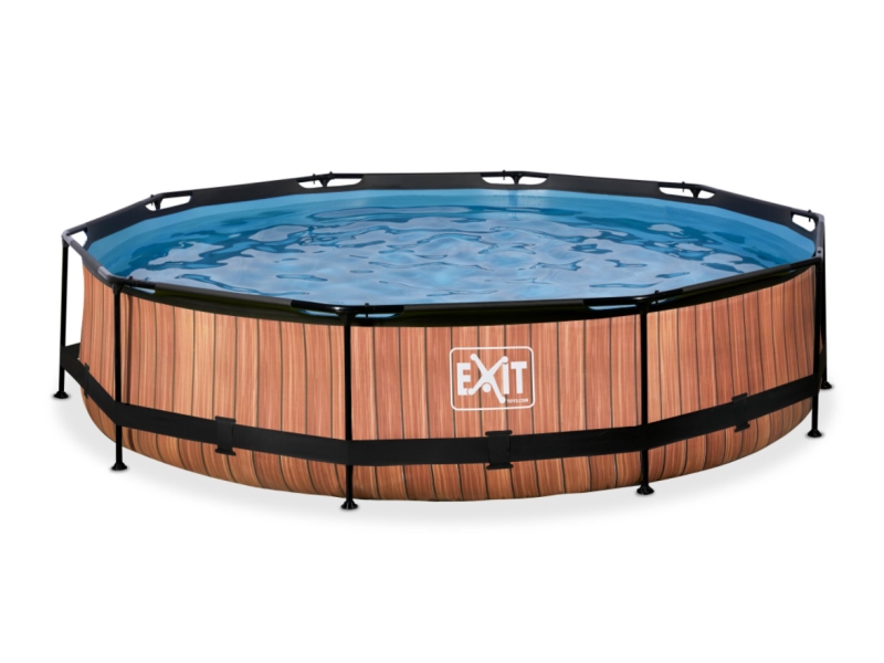 EXIT Wood pool ø360x76cm med filterpump - brun 6125 L | Trädgården - Pools & Vatten spel - Pools & bassäng | GameStuff
