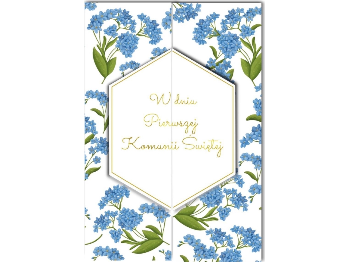 a5 communion fold-out card hs forget-me-nots
