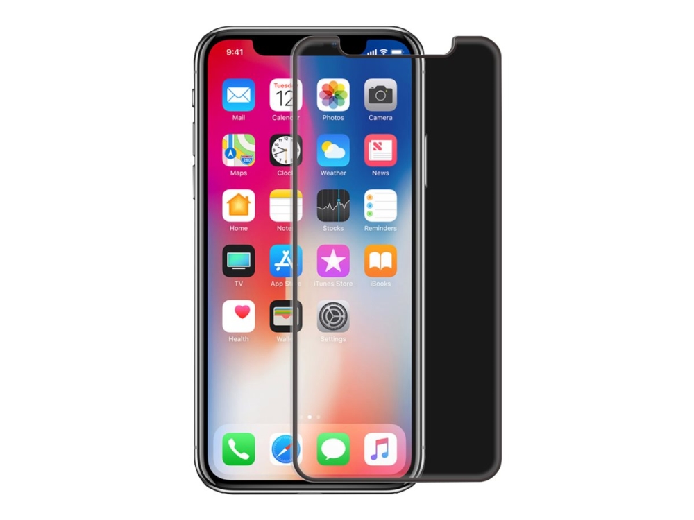 Screenor Privacy 360 - Skærmbeskytter for mobiltelefon - glas - rammefarve sort - for Apple iPhone 12, 12 Pro