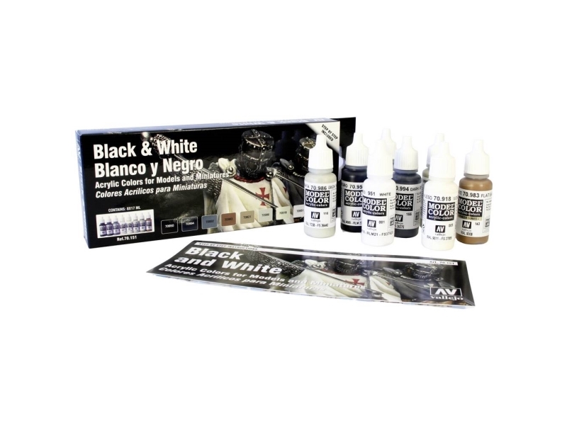 Vallejo 70.151, 17 ml, Beige, Sort, Grå, Elfenben, Solbrun, Hvid, Mat, Flaske