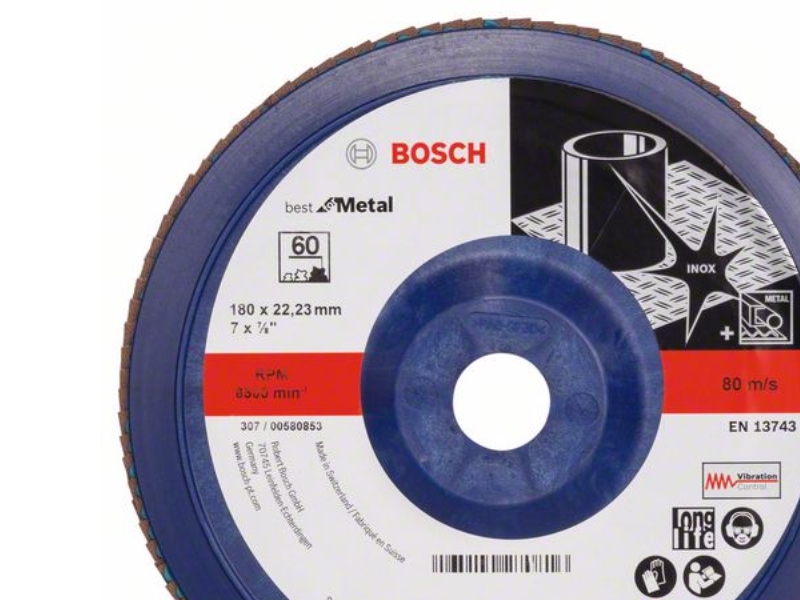 Bosch Accessories 2608607343 X571 Lamelslibeskive Diameter 180 Mm Borings-Diameter 22.33 Mm Kornstørrelse 60 Stål 1 Stk