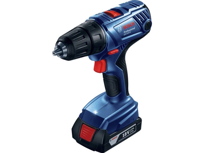 Bosch Gsr 18V-21 Professional - Bohrer/Schrauber - Schnurlos - 2 Geschwindigkeiten - Bohrfutterschlüssel 13 Mm - 55 N·M - 2 Akkus - 18 V (06019H1008)