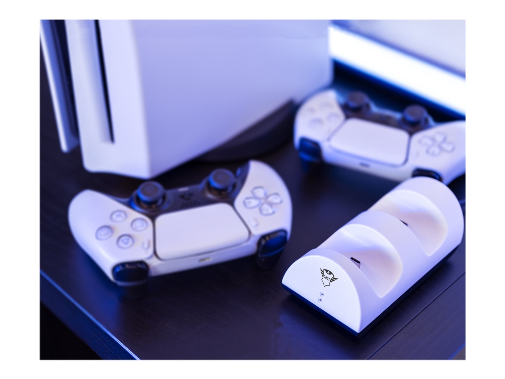 Trust GXT 254 - Laddningsställ - 2 utdatakontakter (USB-C) - vit - för Sony DualSense | Spel - Konsoler tillbehör - Playstation 5 | GameStuff
