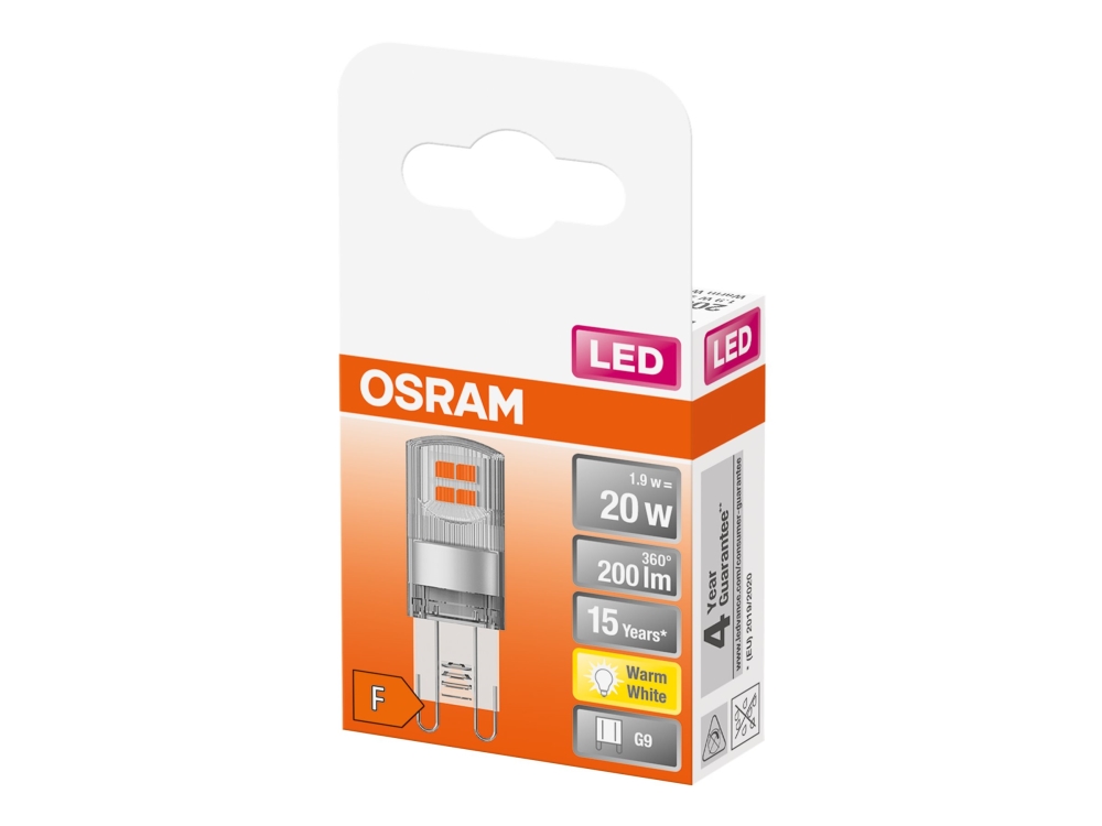 Osram Led Star - Led-Glühlampe - Klare Oberfläche - G9 - 1,9 W (Entspricht 20 W) - Klasse F - Warmweißes Licht - 2700 K