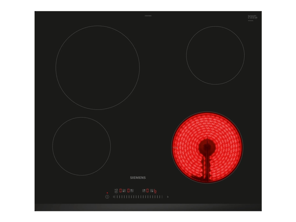 Siemens iQ100 ET631FEN1E - Keramisk kogeplade - 4 plader - Niche - bredde: 56 cm - dybde: 49 cm - rammeløs, facetteret front - sort