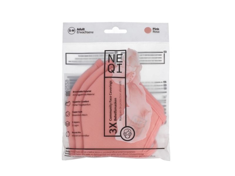 Neqi 3-Layer Adult Mask S-M (Pink) 3 Pcs