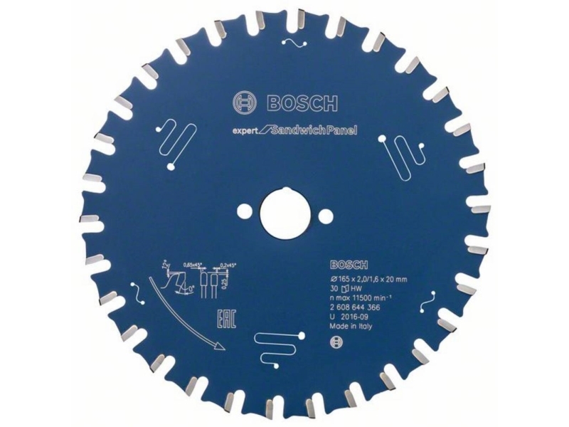 Bosch RUNDSAVKL 165X2,0X20MM 30T EXP SANDWICH | Elverktyg - Sågblad - Cirkelsågsklinga | GameStuff