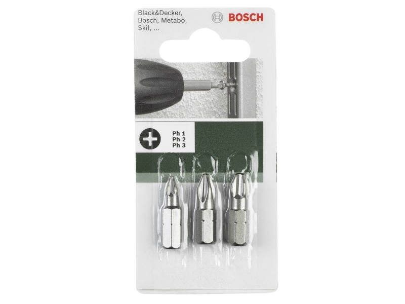 Bosch Accessories 2609255964 Krydskærv-Bit Ph 1, Ph 2, Ph 3 C 6.3 3 Stk