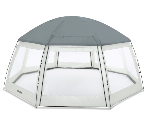 Bestway 58612, Poolkuppel, Überirdischer Pool, Rund, Grau, Transparent, Weiß, Pvc, Polyester, 2 Tür(En)