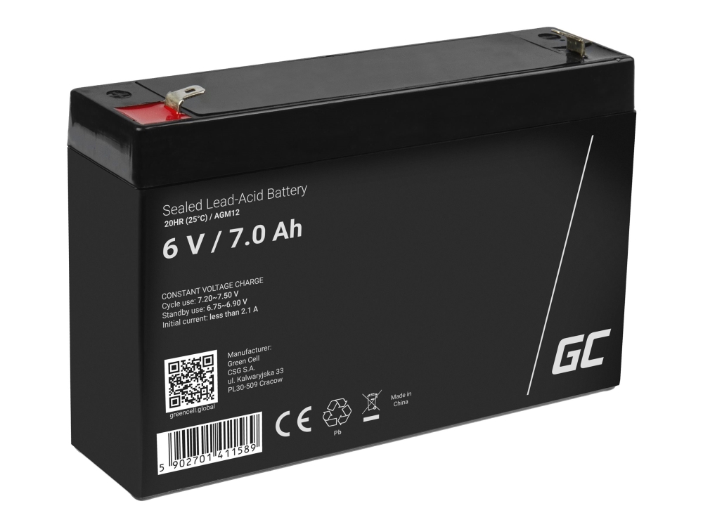 Green Cell - UPS-batteri - 1 x batteri - Sealed Lead Acid (SLA) - 7 Ah - sort