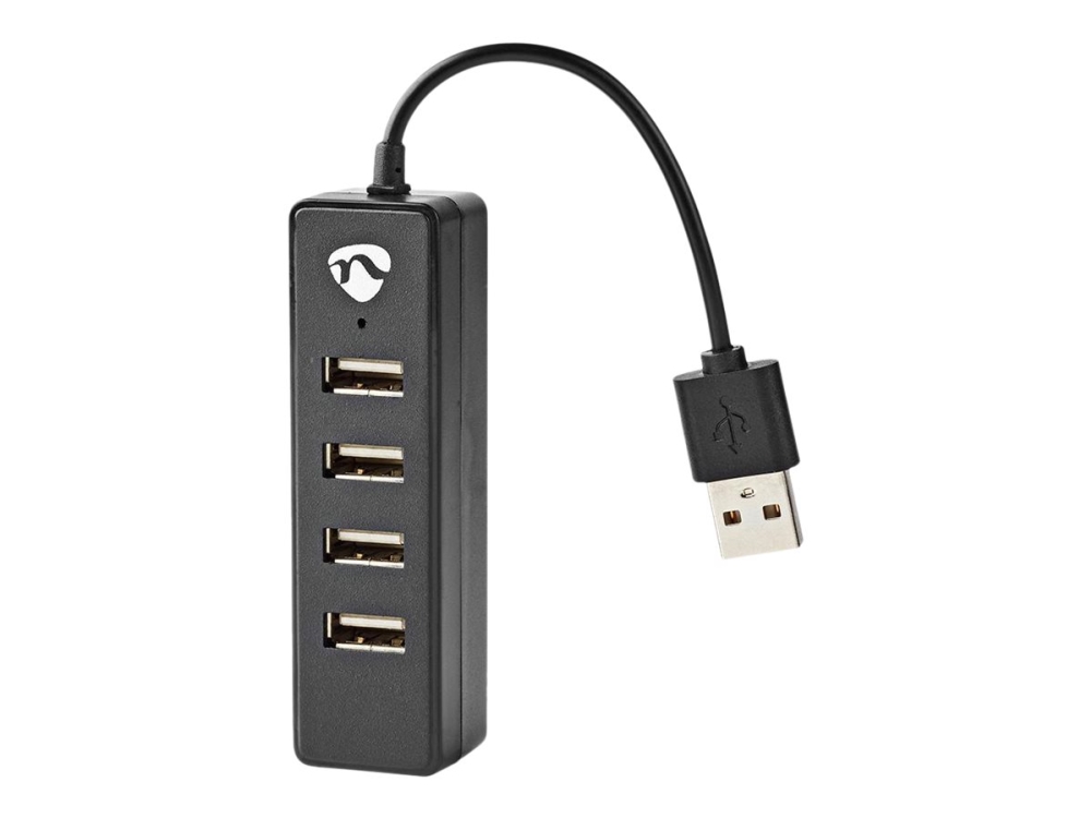 Nedis Uhubu2420bk, Usb 2.0, Usb 2.0, 480 Mbit/S, Schwarz, Kunststoff, 0,1 M