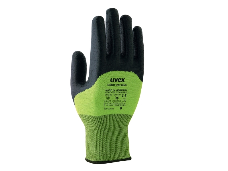 Uvex C500 wet plus, Svart, Grön, Vuxen, Vuxen, Unisex, 1 styck, Polyeten, Viskos, Polyamid, Glasfiber | Kläder & Säkerhet - Handskar - Skyddshandskar | GameStuff
