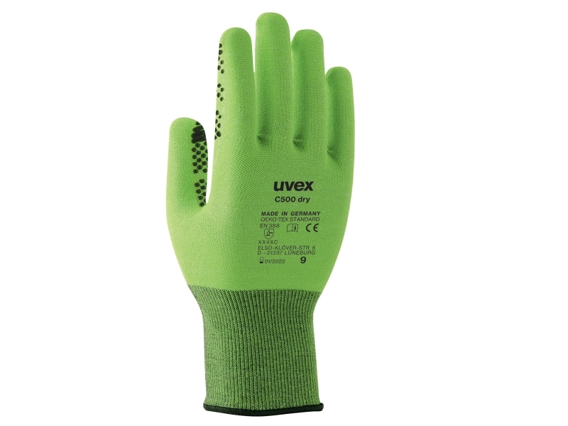 Uvex C500 dry, Grön, Vuxen, Vuxen, Unisex, 1 styck, Polyeten, Viskos, Polyamid, Glasfiber | Kläder & Säkerhet - Handskar - Skyddshandskar | GameStuff