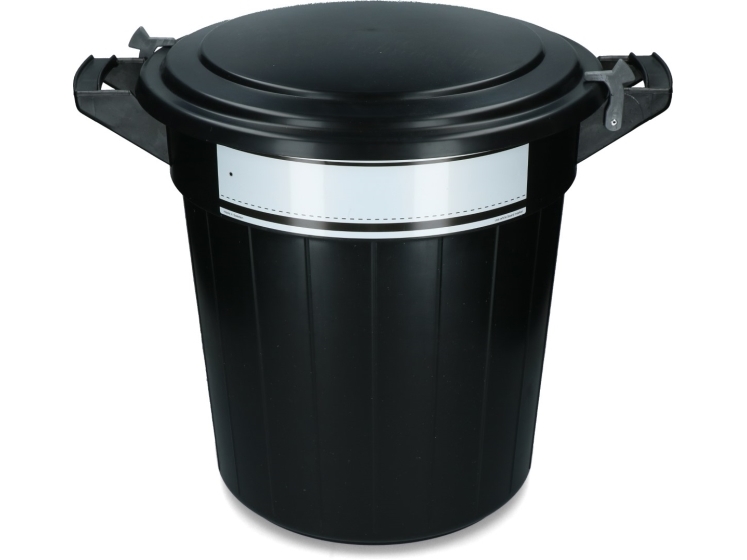 Opbevaringsbeholder 80 L Sort, Låg, Lås Og Skrivemærke (1 Stk.)
