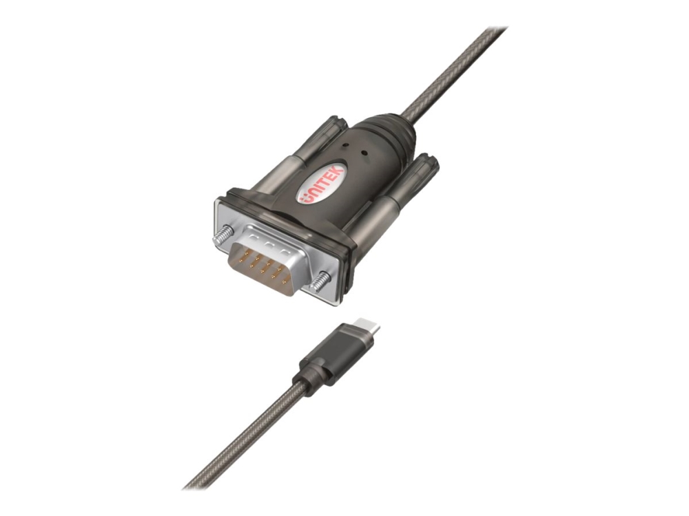 Unitek Y-1105K - USB / serielkabel - USB-C (han) til RS-232 (han) - 1.5 m - tommelskruer, USB-strøm - sort