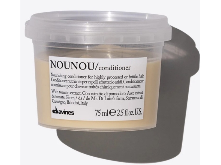 Davines Nounou Conditioner, Kvinder, 75 ml, Skrøbeligt hår, Farvet hår, Detangling, Fugtende, Plejende, Beskyttelse, Blødgørende, Krukke, AQUA / WATER / EAU, CETEARYL ALCOHOL, GLYCERIN, BEHENTRIMONIUM CHLORIDE, CETYL ALCOHOL,...