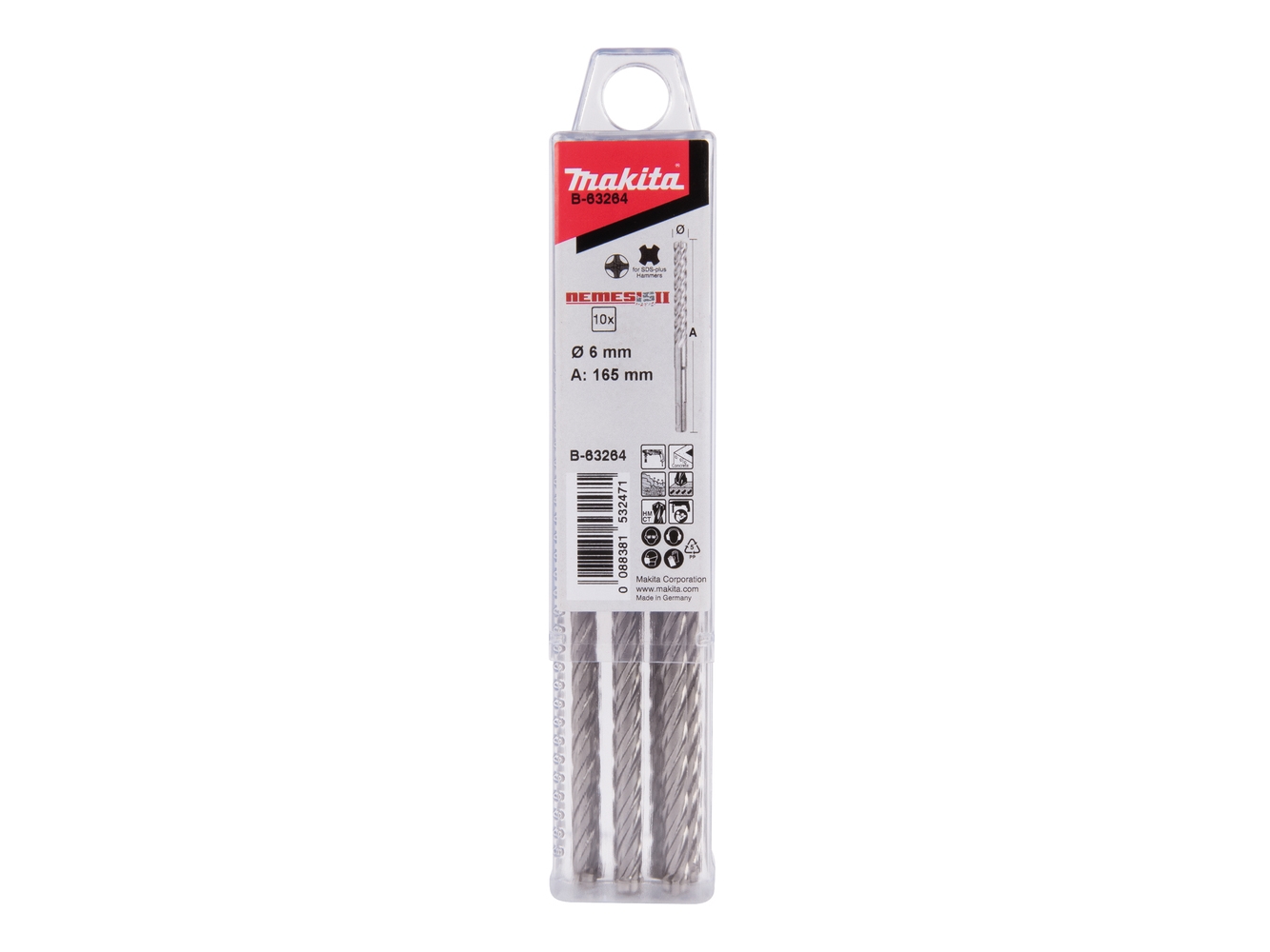 Makita B-63264, Borehammer, 6 Mm, 165 Mm, Beton, 10 Cm, Sds-Plus