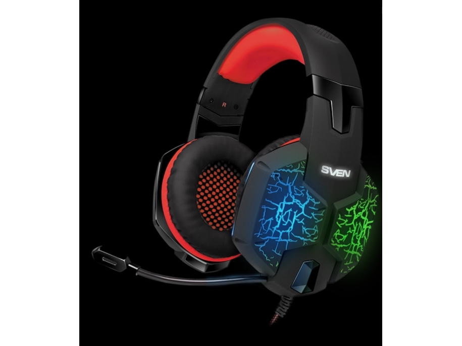Sven Ap-U988mv, Kabel & Trådløs, Spil, 20 - 20000 Hz, 365 G, Headset, Sort, Rød