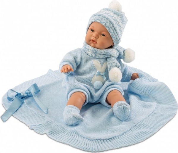 Llorens Doll Joel Crying With Blue Blanket 38 Cm
