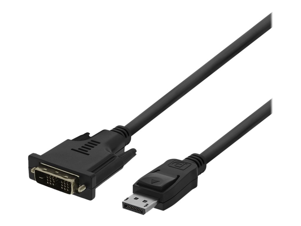 Deltaco - Adapterkabel - Displayport (Han) Haspet Til Dvi-D (Han) Trådet - 1 M - 1080P Support 60 Hz - Sort