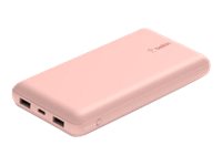 Belkin Boost Charge - Powerbank - 20000 Mah - 15 Watt - 3 Output-Stikforbindelser (2 X Usb, Usb-C) - På Kabel: Usb, Usb-C - Roseguld