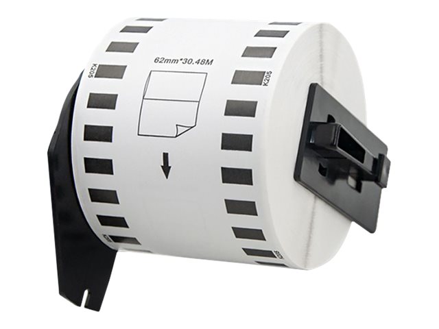 Qoltec Band Für Brother Dk-22205 62 Mm X 30,48 M Weiß/Schwarz Überdruck, Rolle Mit Griff