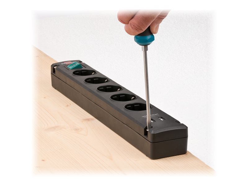 Brennenstuhl Bremounta - Stikdåse - Output-Stikforbindelser: 5 (2 X Usb, 5 X Strøm Type F) - 3 M Ledning - Sort