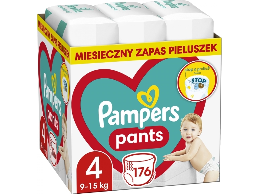 Pampers blebukser str. 4, 9-15 kg, 176 stk.